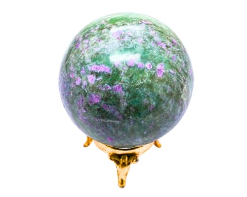 Image of Certified Ruby Fuchsite Crystal Ball for Meditation - Premium Crystal Vastu Items for Home and Feng Shui Items for Good Luck - Ideal for Pooja Supplies and Spiritual Practices (2.5 inch Inch)
