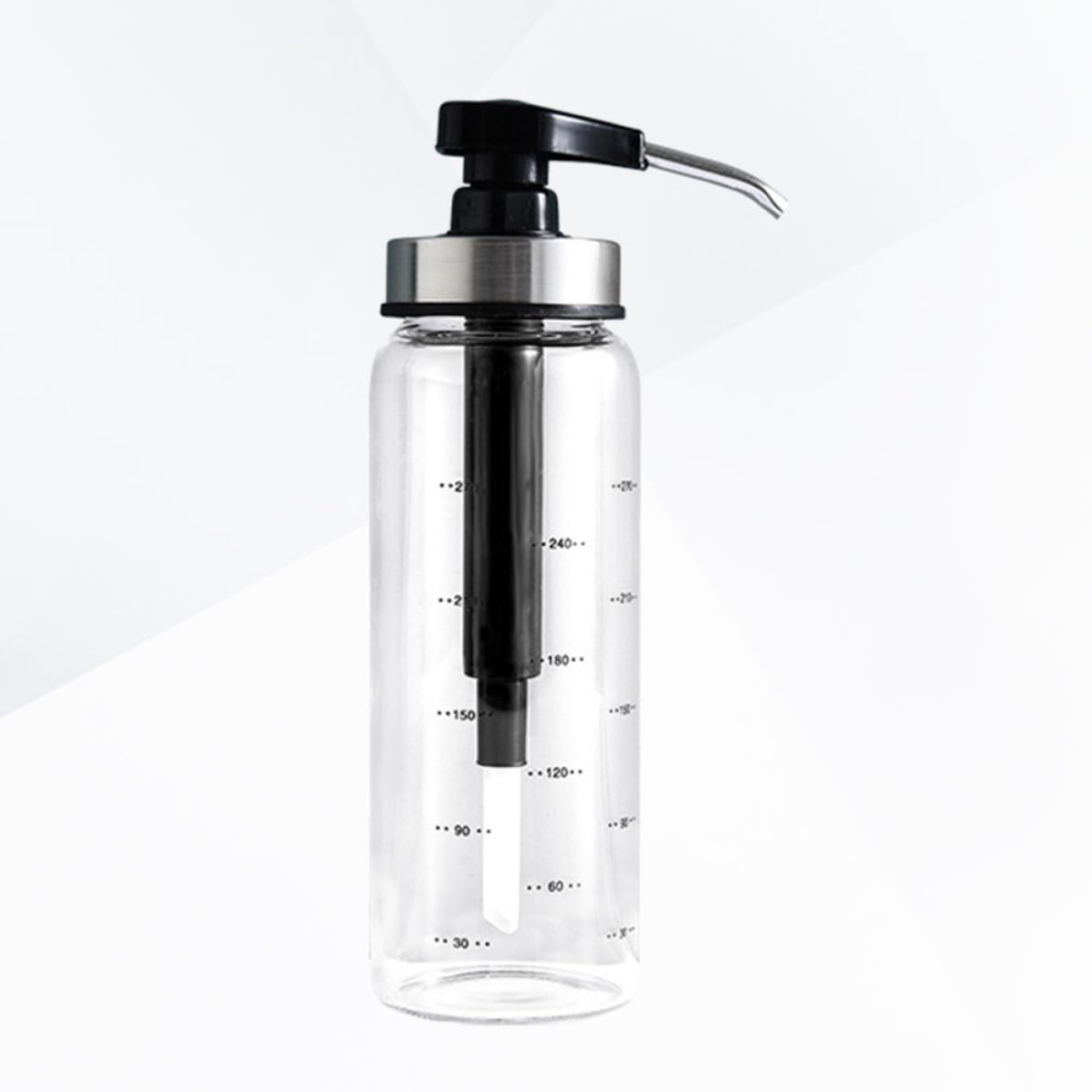 Beavorty Dispenser Marmellata in Vetro Pompa Dosatore in Acciaio Inox e Pp, Contenitore Ermetico da 300ml per Party e Conservazione in Armadio