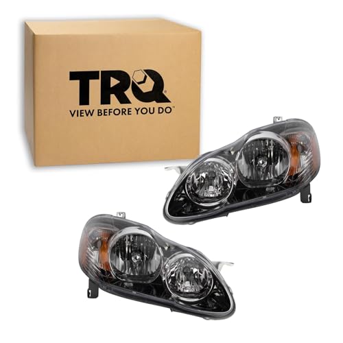 Image of TRQ Headlight Assembly Set TO2502154 TO2503154 Compatible with 2004-2008 Toyota Corolla