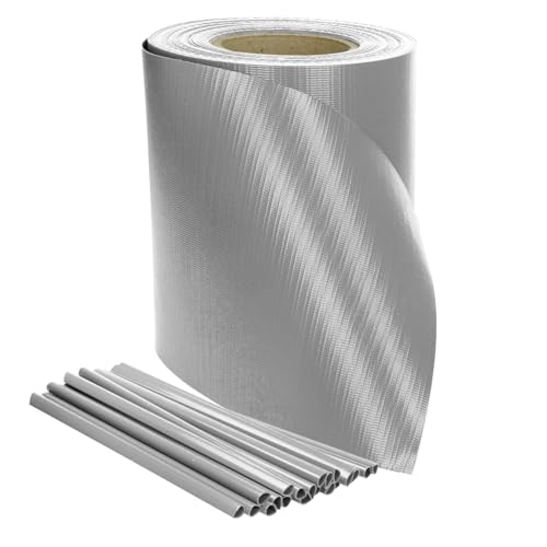 DVAURLIAN Valla de protección visual de 35 m x 19 cm, incluye 20 clips, lámina de PVC para vallas de doble varilla, valla de jardín (gris)