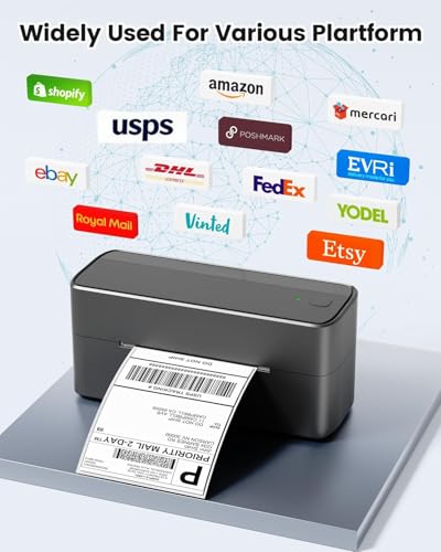 Image of Phomemo Bluetooth Thermal Label Printer, 241BT 4X6 Wireless Shipping Label Printer for Small Business, Pink Labels Printers for Shipping Package Whit Holder
