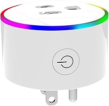MOES Smart Plug WiFi Smart Power Socket with Dimmable RGB LED Night Light, Wireless Remote Control with Smart Life/Tuya App, Outlet Compatible with Alexa Google Assistant, No Hub Required