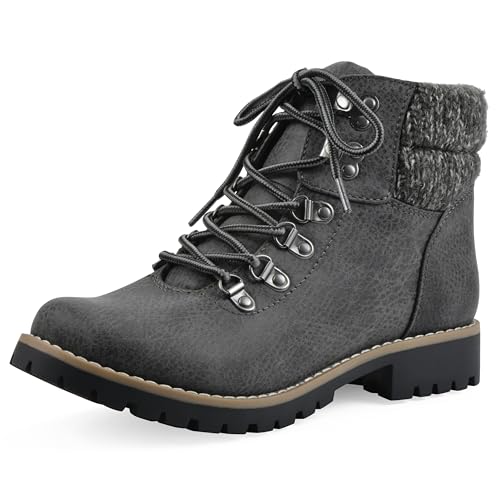 CLIFFS BY WHITE MOUNTAIN Shoes Pathfield Women's Lace-up Hiker Style Bootie, Charcoal/Fabric, 8 W
