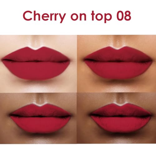 Image of One Wish Creamy Matte Lipstick - Cherry on Top Shade 08 | Long Lasting | Full Coverage | Smooth Finish | High Pigment | No Dryness or Flaky Lips | SPF | Enriched with Vitamin E, Almond Oil & Shea Butter | 3.8 gm