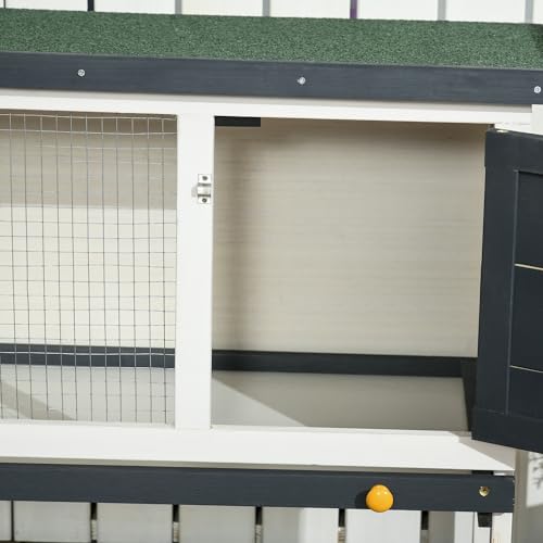 Pawhut USD51-1410131 35 Inch Wooden Rabbit Hutch Indoor thumb #7