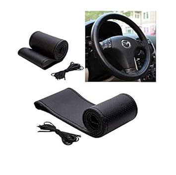 Auto Hub Car Steering Cover leatherite, Compatible with Tata Harrier -Black