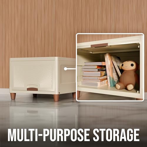 Image of Amazon Basics Multi-Purpose Large Organizer | Modular Storage Box for Clothes, Kitchen, Bedroom & Living Room | Stackable Rack, Space-Saving Wardrobe Cabinet (Off White), 1 Piece