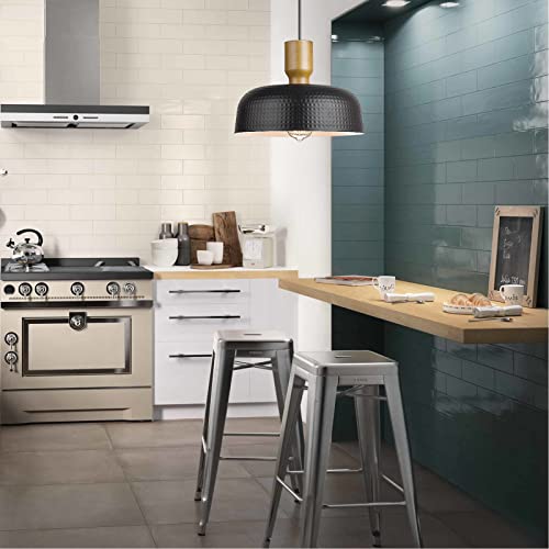 Image of Darkaway Industrial Pendant Light Fixtures Ceiling Hanging with Hammered Metal Shade, Black Pendant Light for Kitchen Island Lighting Hanging Lamp Adjustable Height, Medium