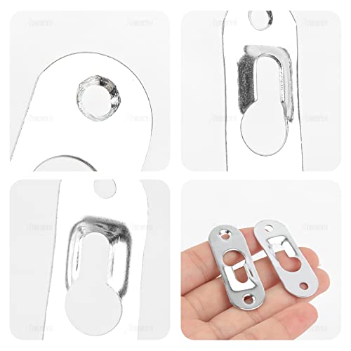 AUEAR, Metal Keyhole Hanger Picture Frame Mirror Cabinet Hanging Fasteners Hardware Flush Wall with Mount Screws (50 Pack, Silver)