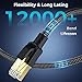 CABNEER Cat 8 Ethernet Cable 12FT, High-Speed Braided Internet Cable Network Cord with Gold Plated RJ45 Connector 40Gbps 2000Mhz Heavy Duty LAN Cable Shielded Indoor, Black