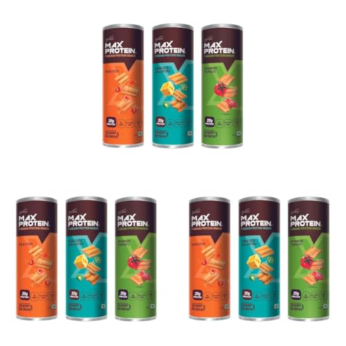 Image of RiteBite Max Protein Assorted Protein Chips With 20G Protein, 8G Fiber | Gluten Free, Low Gi, No Cholesterol & Trans Fat 7 Grain Protein Snack, 120G (Pack Of 9), 360 Gram