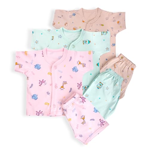 Image of Lil' Shark Baby Cotton T-Shirt & Shorts Set | 100% Pure Cotton Summer Wear for Baby Boys & Girls | Soft, Breathable Infant Casual Outfit | Printed T-Shirt with Shorts Set
