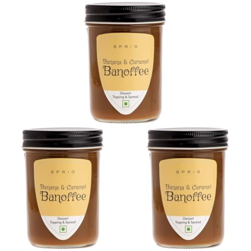 Image of Sprig Banana and Caramel Banoffee | Milk-based Sweet Spread| No Hydrogenated Vegetable fats | Breakfast Spread | Dessert Topping | No Artificial Flavours | 290g (Pack of 3)