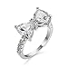 Banemi Deko Versilbert Ring, Ring für Daumen Damen Weiß Zirkonia Gebogene Billionenform Damen Partyschmuck Größe 60 (19.1)