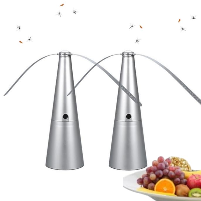 Fan for Tables, Fly Fan to Keep Food Clean, Portable Outdoor Picnic Food Fan, Portable Fly Fan for Bees, Wasps & Outdoor Use (Battery version *2(silver))
