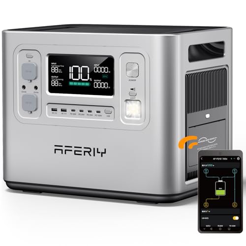 AFERIY P210 ポータブル電源 大容量 ポータブルバッテリー 1.5時間満充電 リン酸鉄 10年長寿命 アプリ遠隔操作 UPS 0.01s AC 高出力2400W 瞬間4800W対応 16台機器同時充電 コンパクト設計 防災 家庭用 アウトドア用 車中泊 節電 停電対策 純正弦波 MPPT制御 LEDライト 静音設計