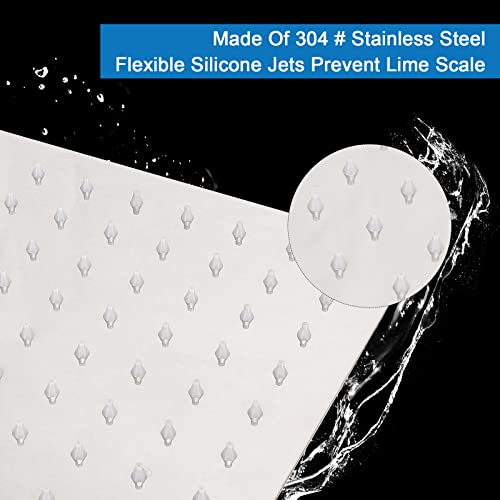 Harjue Shower Head With Extension Arm, High Pressure Square Shower Head With Showerarm, Stainless Steel Rainfall Showerhead-Waterfall Full Body Coverage (10'' Showerhead With 16'' Arm, Chrome) #TOP2