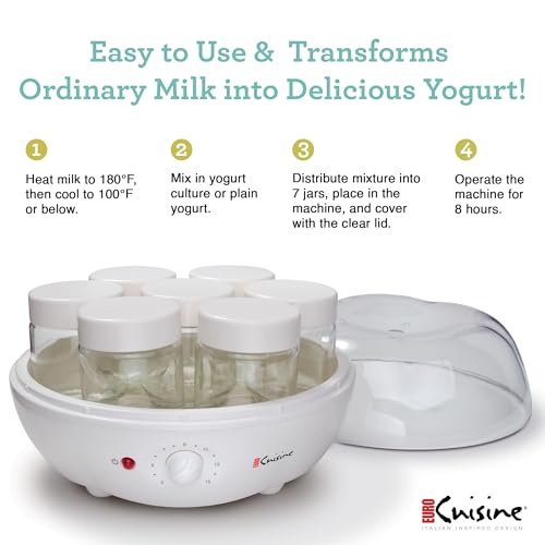 Euro Cuisine YM100 Automatic Yogurt Maker With 7 - 6Oz Glass Jars & 15 Hour Timer, Electric Yogurt Maker thumb #1