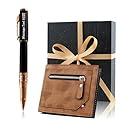 Yastar Penne regalo personalizzate con portafoglio, set regalo souvenir con confezione regalo, 2 ricariche extra nere con incisione messaggio su penna, regalo per Natale, festa del papà, laurea,