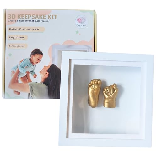 3D Baby Hand & Foot Casting Kit – All-in-One Keepsake Kit with White Display Frame – Skin-Safe, Non-Toxic & Gift-Ready for New Mums, Dads & Baby’s First Christmas