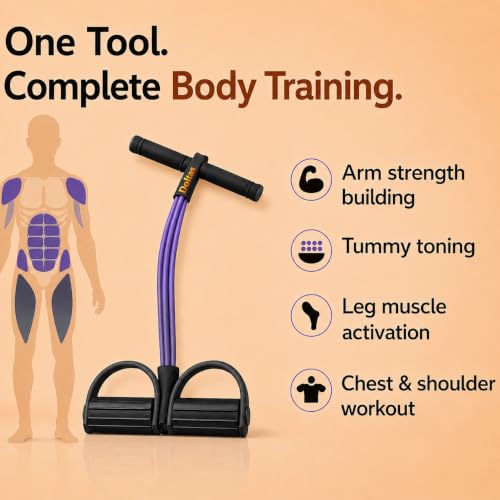 Image of DOLTAS Tummy Trimmer for Men and Women - Resistance Band Leg Ab Full Body Exercise - Muscle Training and Fat-Burning Home Gym Equipment (Purple)