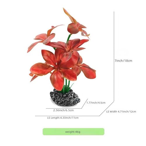 Image of JGbaby Artificial Aquarium Plants,Fish Tank Decorations Betta Leaf Hammock 7in Realistic Silk & Plastic Plants, Hideout Decor for Betta. Goldfish,Reptiles,Small Tanks (Red Type-A)