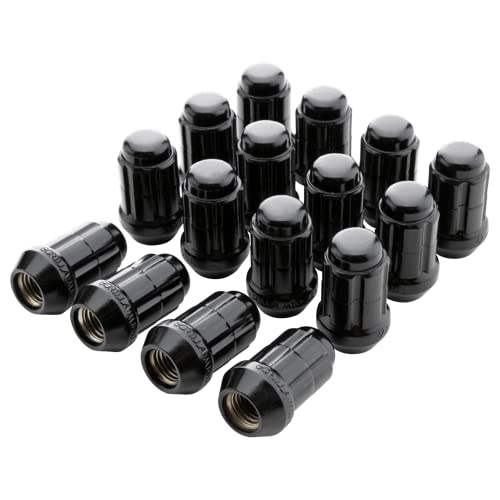 Image of Small Diameter Spline Acorn Lug Nuts - 17mm & 19mm Dual Hex Key - 10mm x 1.25 Thread Size - Black Finish - Set of 16 (K4CS-10125BGR)