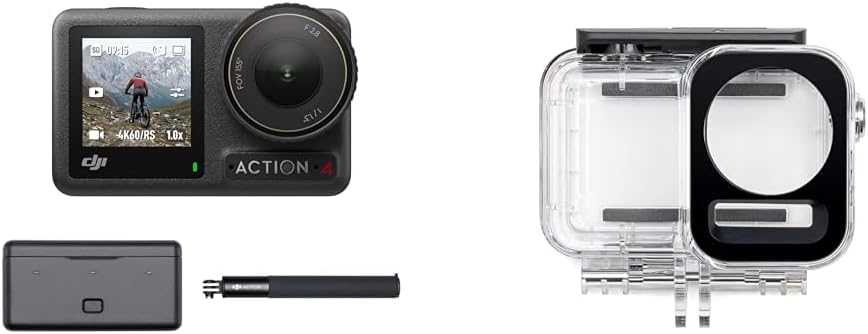 DJI Action Camera Osmo Action 4 Adventure Combo + 196.9 ft 60 m Waterproof Case