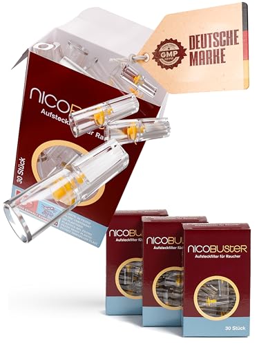 Nicobuster Zigarettenfilter - Aufsteckfilter für Raucher - 90 STK - Filter Aufsatz - reduziert Schadstoffe Teer Nikotin - kein Geschmacksverlust - 3 x 30 Filter