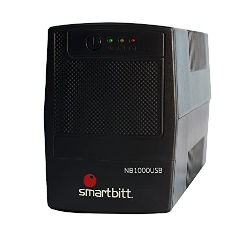 Protección Eléctrica, Personal Computer Smartbitt No Break, Regulador Y Supresor De Picos: Ideal para Apagones con Batería para Energía De Respaldo 6 Contactos - 1000Va - Negro