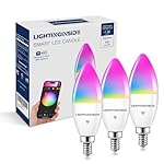 E12 Smart Bulb 60W Equivalent, 500LM 6W WiFi Candelabra LED Light Bulb Compatible with Alexa/Google Home, No Hub Required, RGBCW Chandelier Candle Bulb, 2.4G WiFi Only, ETL Listed, 3PCS