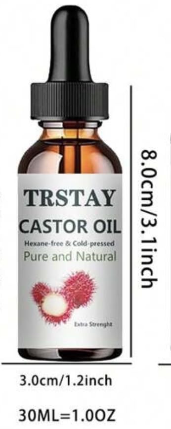 TRSTAY Pure Castor Oil bottle with dimensions