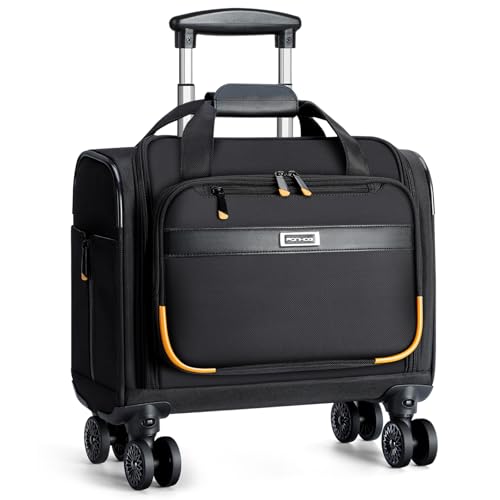 Image of Ponhog Rolling Laptop Bag - Rolling Briefcase with 4 Spinner Wheels, 17.3 Inch 1680D Nylon Water Resistant Computer Bag for Men and Women Work Travel, Black