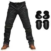 2019 Calça masculina para motociclismo, calça de ciclismo de corrida com protetores de joelho e quadril (preta, P = 28)