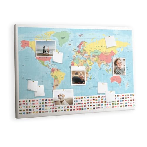 Tableau liège horizontal carte du monde pour planifier les tâches et projets