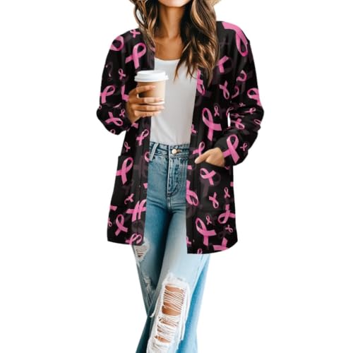 Image of Forchrinse Red Ladybug Cardigan for Women Causal Long Sleeve Open Front Cardigans Sweater Fashion 2024 Fall Coat with Pockets