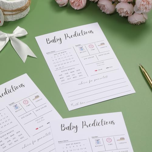 Image of 100 Count Baby Shower Game Cards - Gender Reveal Prediction & Advice Cards for New Parents | Fun Party Activity with Wishes for Mommy & Daddy | Boy or Girl Guess | Modern Minimalist Design