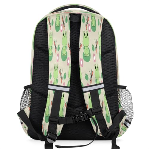 Frog Dragonfly Flower Backpack with Chest Strap Reflective Lightweight Travel Hiking Backpack for Men Women Waterproof Daypack Back Pack for Commute Camping4