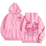 Enthowother Palm Puff Hoodie for Women, Cute Palm Pink Graphic Pullover Sweatshirt (Pink,Small)