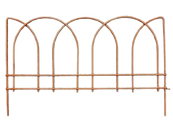 Panacea Classic Arch Design Metal Garden Border Edging | Rust Brown Finish | 38cm H x 61cm W Decorative Fence Panel