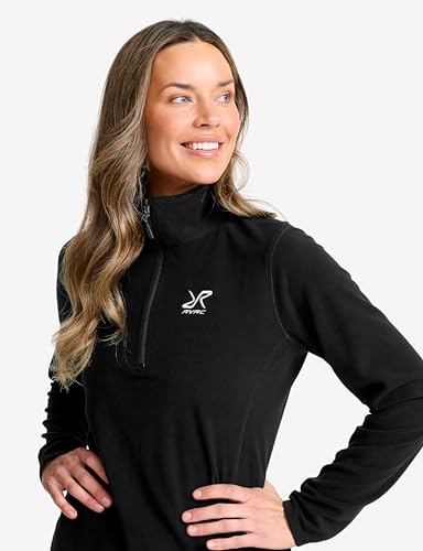 RevolutionRace Hiker Half-Zip Fleece für Damen, Leichter und elastischer Fleece mit halbem Reißverschluss, Black, M