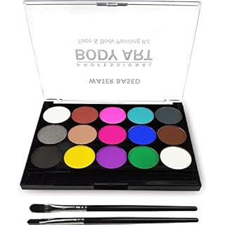 OGIMA Body Painting Face Paint Kit, 15 color Professional Palette Washable with Brush for Kids Art Show Halloween Party Colsplay Makeup Body Festive (15 color)