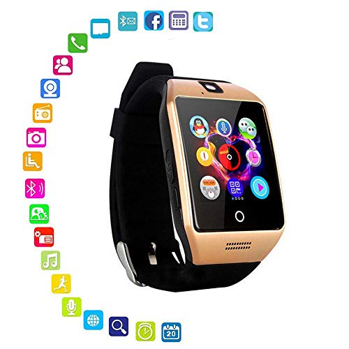 Jamisonme Smartwatch Smart Watch with Camera, Q18 Bluetooth Smartwatch Waterproof Sport Smart Fitness Tracker Wrist Watch with SIM Card Slot Camera Pedometer for Android Smartphones