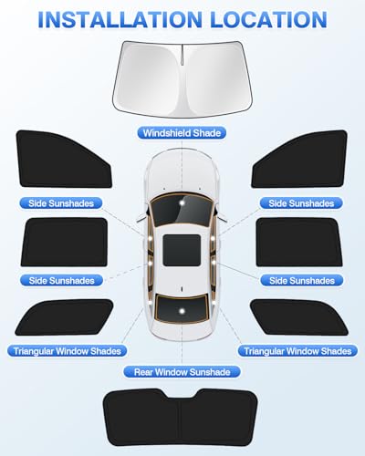 Image of Canvcle Sunshades for 2021-2025 2026 GMC Yukon XL /Chevy Suburban Accessories Windshield Sun Shade Side Rear Window Shade Cover Sun Visor Shield Privacy Protection Keep Vehicle Cool Black 8PCS