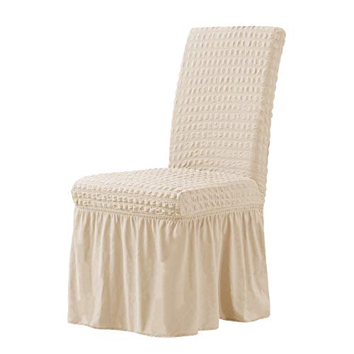 CHUN YI Stretchy Universal Easy Fitted Dining Chair Cover Slipcovers with Skirt, Removable