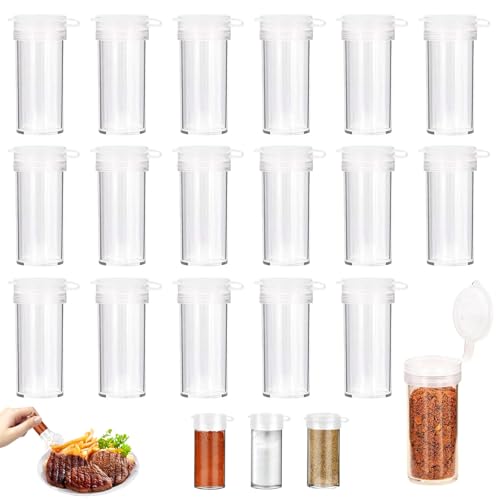 TenaLucy 17 Pièces Salieres et Poivrieres,Mini Salière et Poivrière Pots à Epices Set D'épices de Voyage Petite Salière Salières en Plastique avec...
