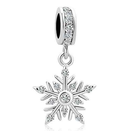 Charmsstory Christmas Gifts Snowflake Dangle Charm Beads For Snake Chain Bracelets (White) #TOP19