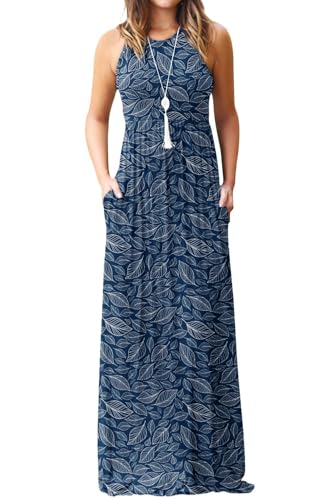 Image of DEARCASE Women's Sleeveless Summer Maxi Dress with Pockets,Beach,Vacation