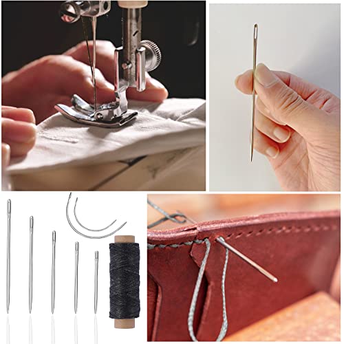 Needle And Thread Kit For Sewing Hair，Curved Needles Sewing(Black) ，Leather Sewing Waxed Thread With Hand Sewing Needles Used For Repairing Sofa, Leather Canvas Repair #TOP6