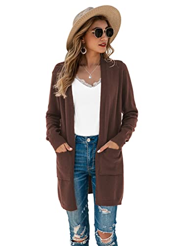 Image of TASAMO Cardigan Sweaters for Women Long Sleeve Open Front Casual Knit Fall Coat Oversized Soft Outwear with Pockets